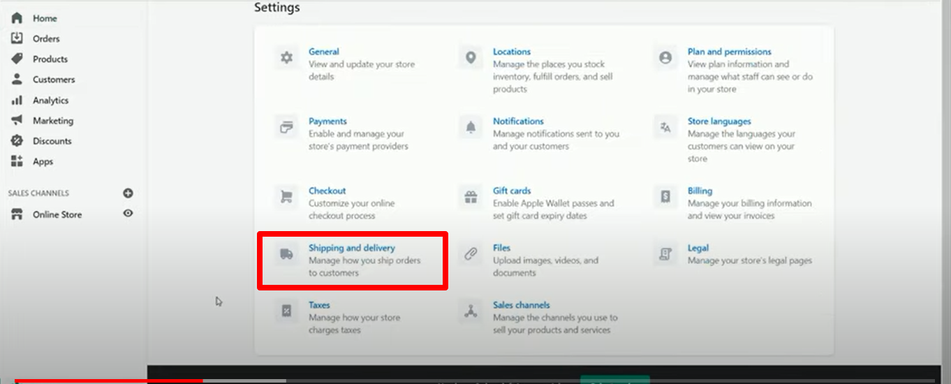 Shopify-settings