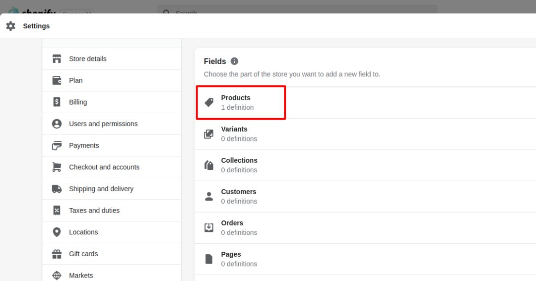 Shopify-Fields-Procusts